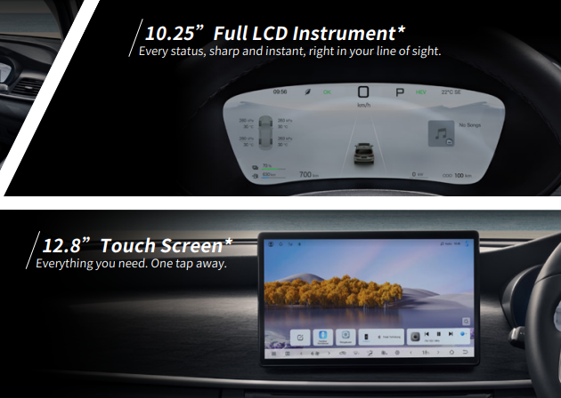 Layar 10.25 dan 12.8 inci BYD M6 DM